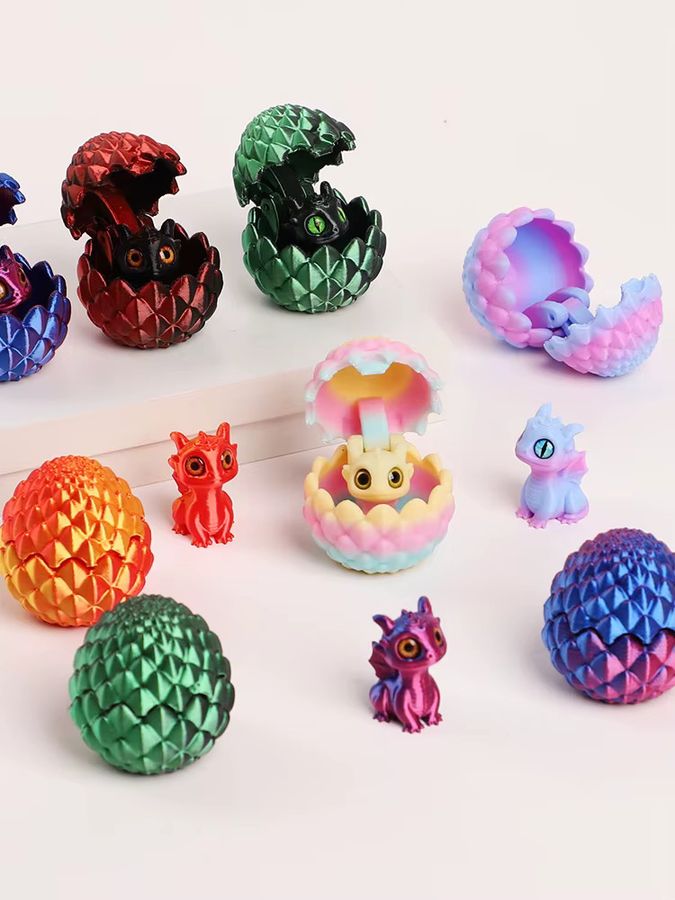 ZQNYCY 3D-Druck Drachenei mit Mini-Drachenstatue als Multicolor Ornament für Kindergeburtstage, Weihnachten und Ostern - Bild 6
