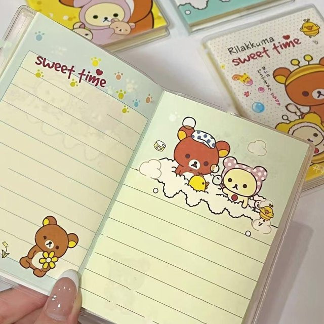 Mini-A7-Cartoon-Notizbuch mit niedlicher Bär-Illustration, Softcover, mehrfarbig und linierten Seiten für Kinder - Bild 1