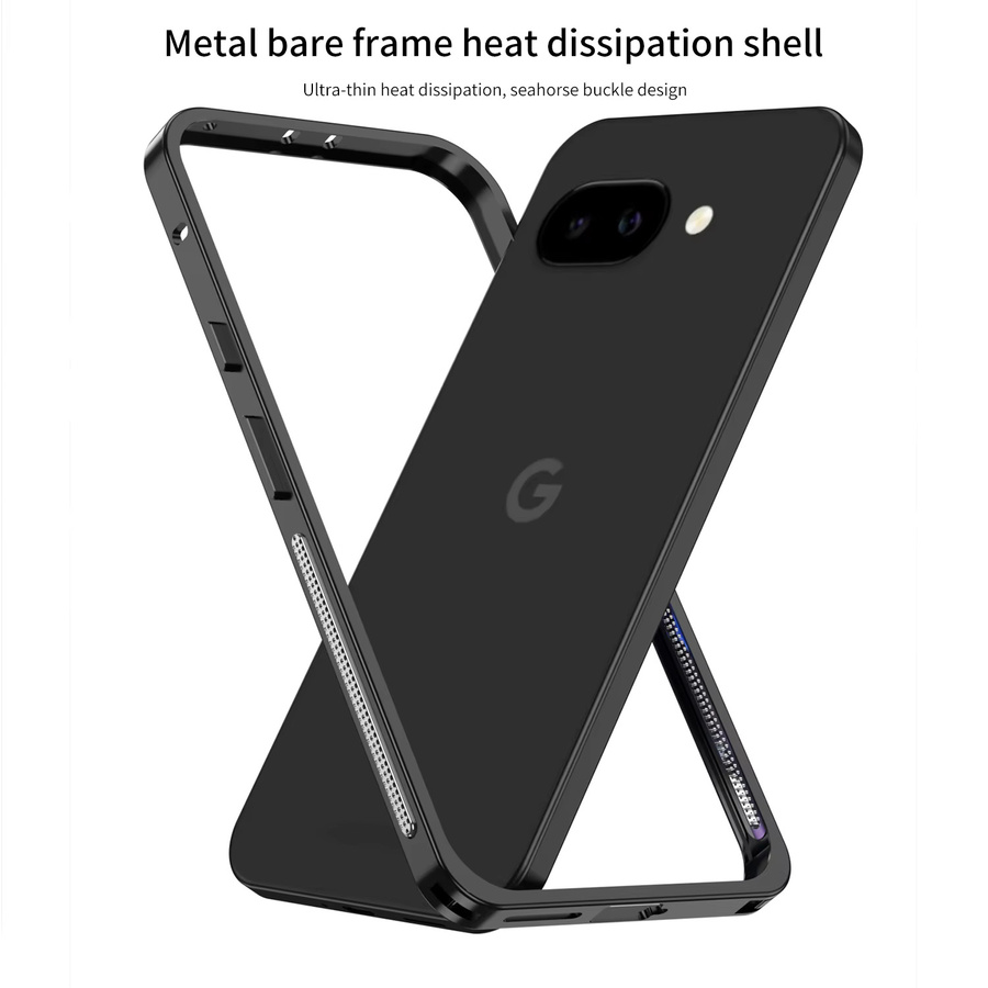 Metallrahmenhülle für Google Pixel 9A in Grau mit ultradünner Wärmeableitung und geteilter Bumper-Abdeckung - Bild 2