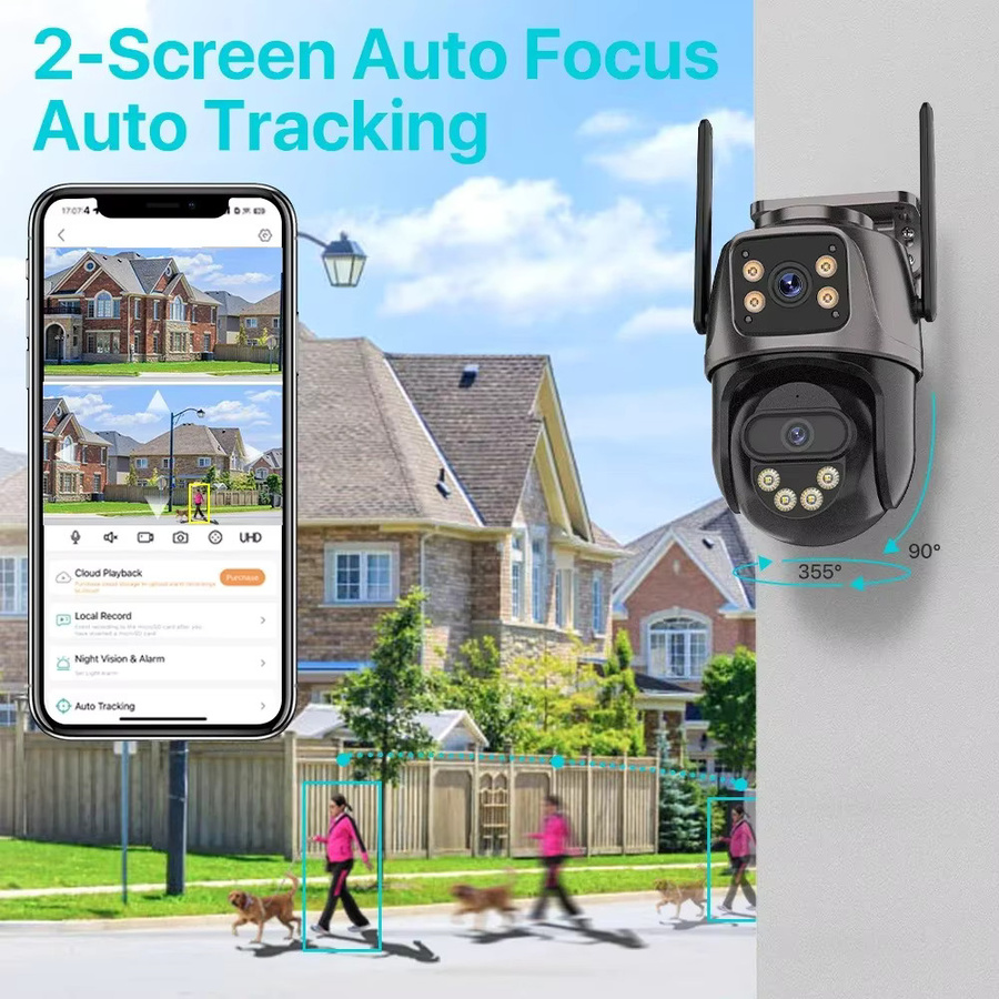 UDECER 4G Sim Karte Outdoor Kamera 4K 8MP HD PTZ IP Kamera mit Dual Screen, Wifi und Auto Tracking für die Video Überwachung via iCSee - Bild 3
