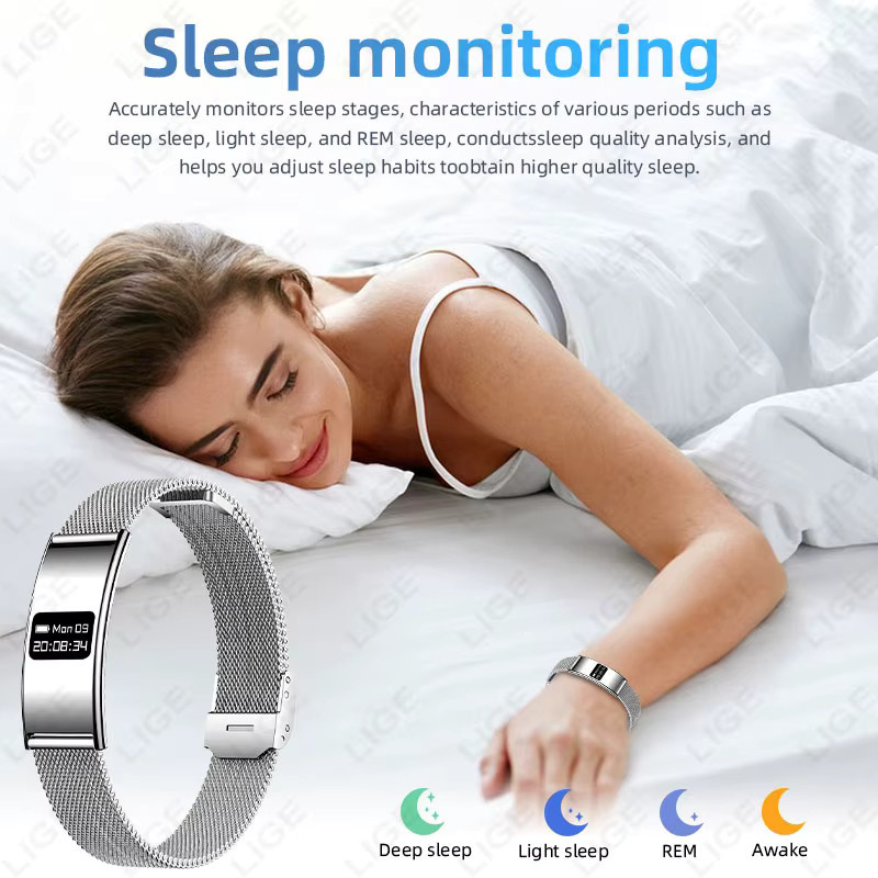 LIGE Smart-Armband in Silber mit Herzfrequenz- und HRV-Monitor sowie Anruferinnerung - Bild 4