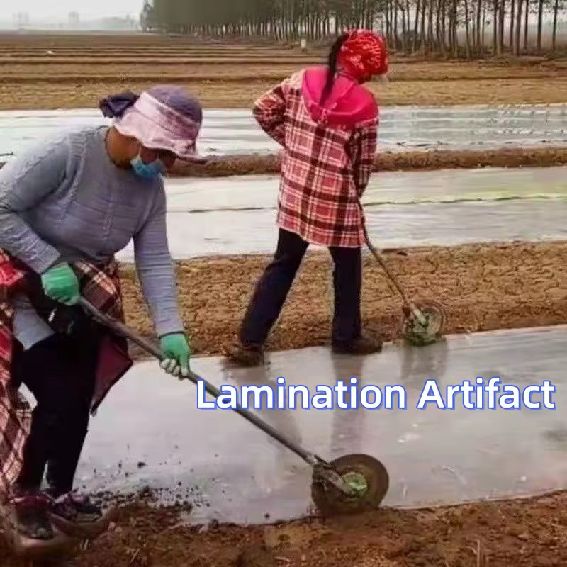 Professionelle landwirtschaftliche Filmpresse aus Edelstahl in Silber für die Bodenabdeckung von Knoblauch und Zwiebeln - Bild 3