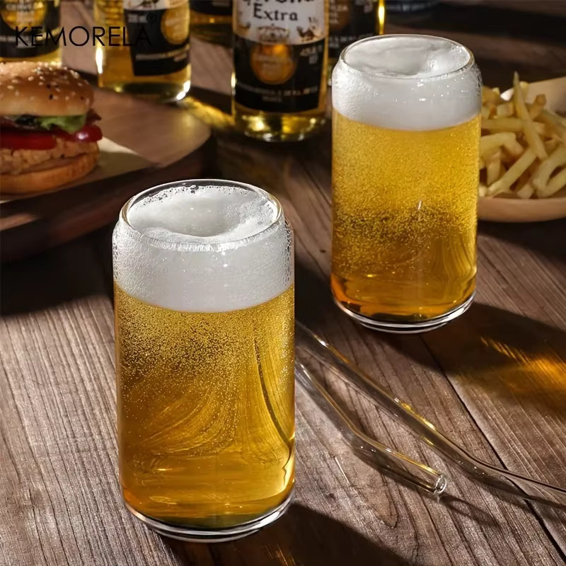 KEMORELA Glas Bierbecher Set mit Stroh und Reinigungswerkzeugen, transparent - Bild 2