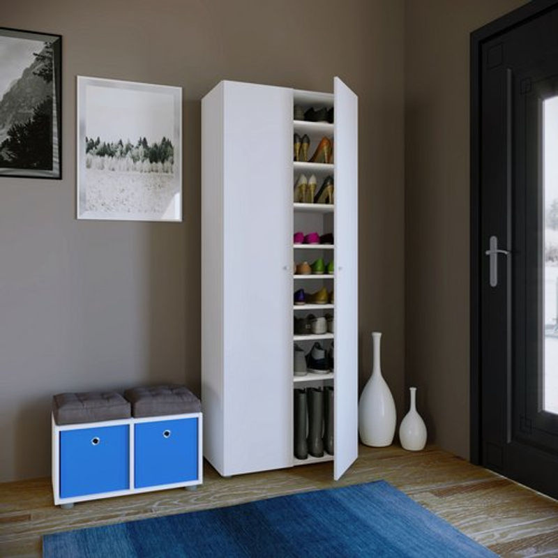 VCM Schuhschrank Vandol aus Holz in Weiss, B: 70 cm, H: 178 cm, T: 40 cm - Bild 2