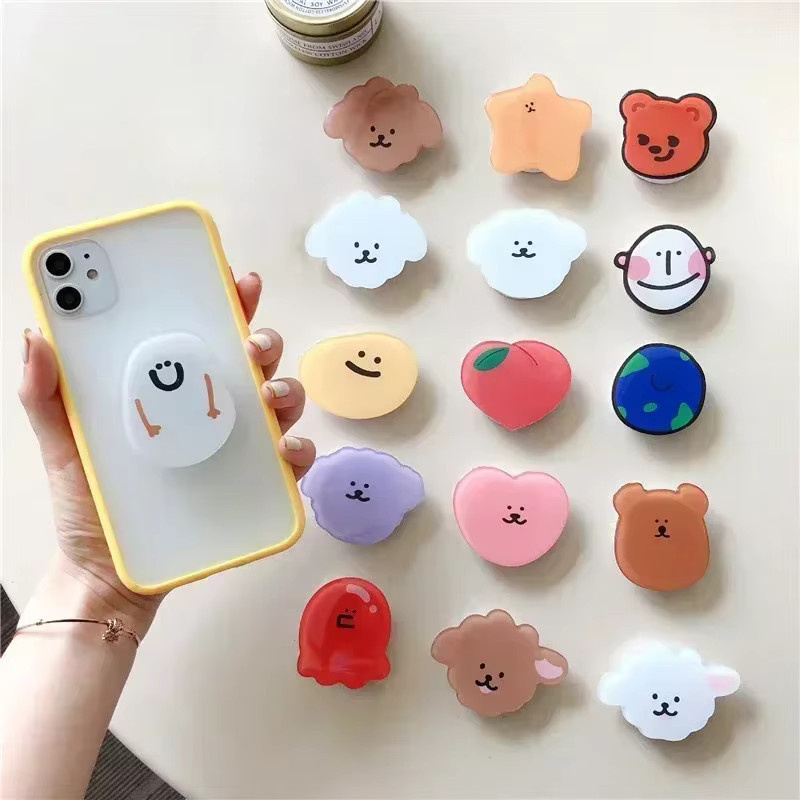 VYOPBC Griptok Handyhalter aus Acryl mit niedlichem koreanischem Cartoon-Blumen-Design in Multicolour, universeller faltbarer Fingerringständer für iPhone und Samsung - Bild 1