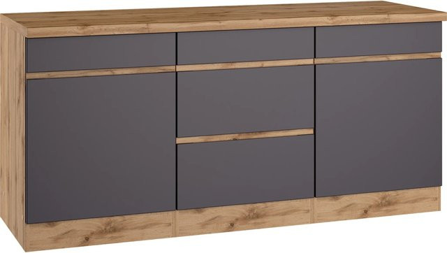 Küchenunterschrank Turin von Held Möbel in Graphit und Wotaneiche, Breite: 180 cm, Höhe: 86 cm, Tiefe: 60 cm - Bild 1