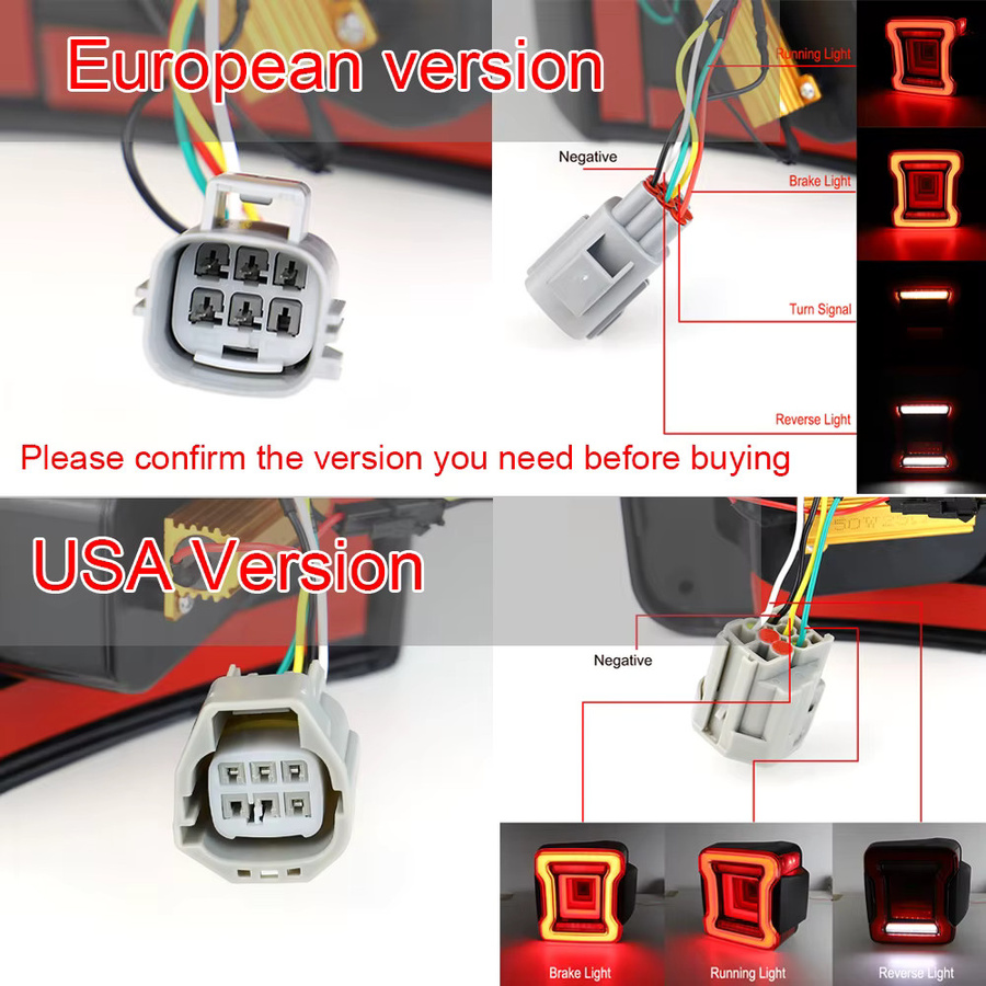 ZHUSILI LED Rückleuchten Set für Jeep Wrangler JK 2007-2018 mit Bremslicht, Rückfahrscheinwerfer und Tagfahrlicht - Bild 4