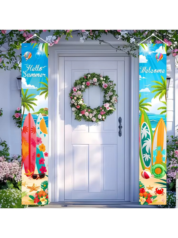 VIKAMA Hawaiianisches Strand-Türschild-Set zur Dekoration für Garten und Veranda, Mehrfarbig, B/H: 180 x 30 cm - Bild 5