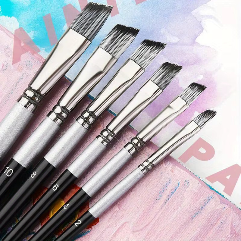 6er Set professionelle Künstlerpinsel aus Nylon für Ölmalerei, Acryl und Aquarell - Bild 4