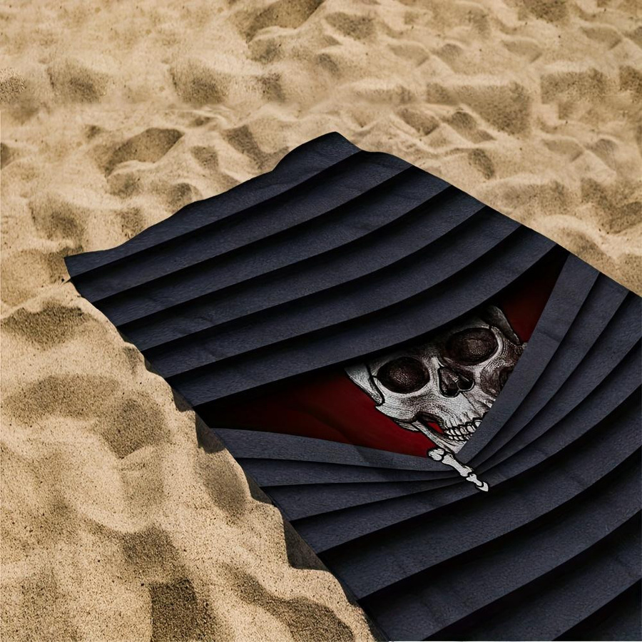 Dalangpa Strandtuch mit Totenkopf-Motiv aus Mikrofaser, schnelltrocknend und superabsorbierend, Breite: 40 cm, Höhe: 60 cm - Bild 2
