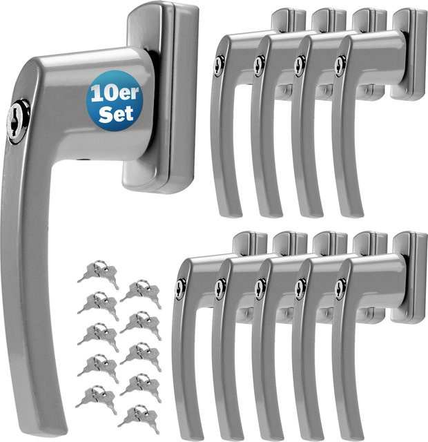 Monzana Fenstergriff 10er-Set abschließbar aus Edelstahl in Silber - Bild 1