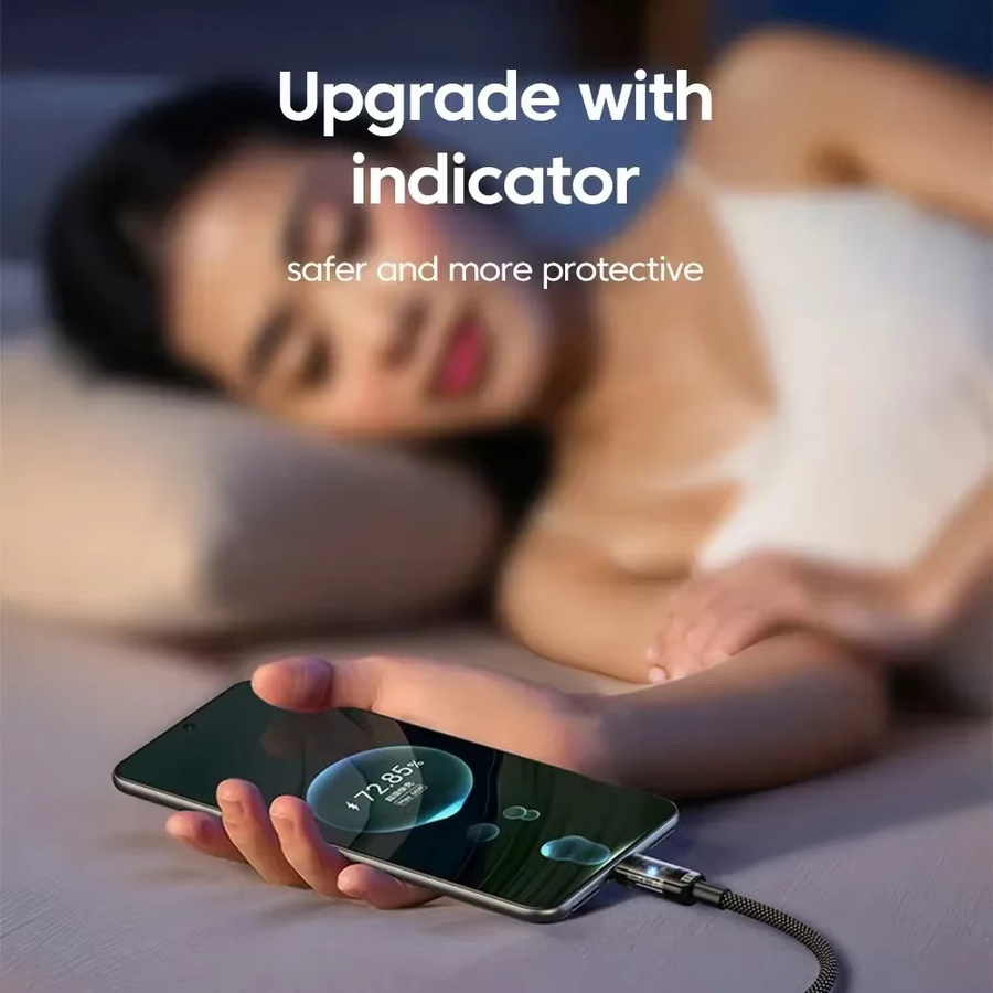 USB-auf-Typ-C-Schnellladekabel 240W 10A QC3.0 mit LED und Nylon-Datenleitung in Schwarz für Huawei Samsung Xiaomi - Bild 6