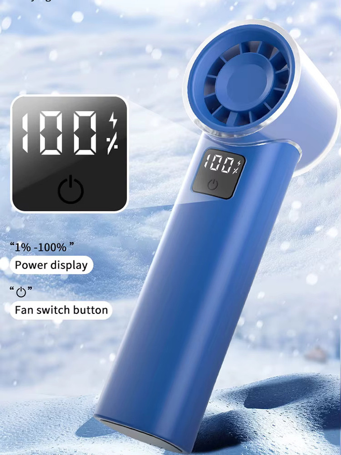 TENGKESi Handventilator mit starker Windgeschwindigkeit und USB-Ladefunktion in Blau - Bild 5