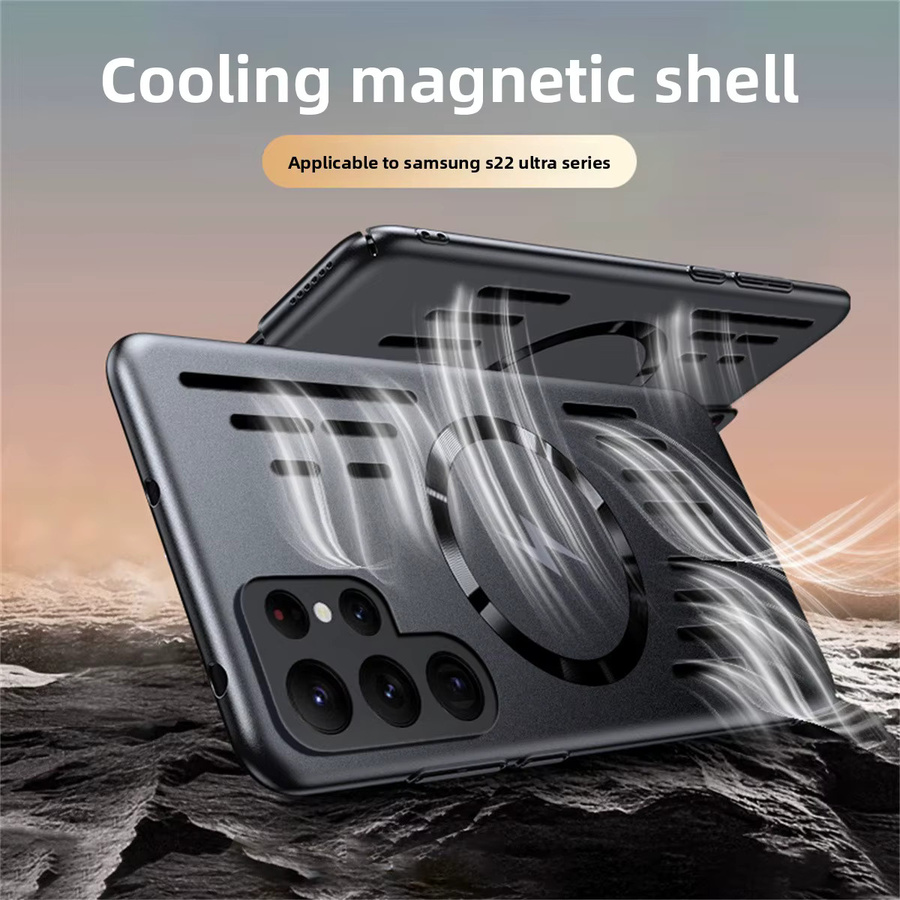 Wärmeableitende magnetische Handyhülle für Samsung Galaxy S25 FE Edge, S26, S24 Ultra, S23 und S22 Plus mit MagSafe Kompatibilität und harter PC-Rückseite in Schwarz - Bild 2