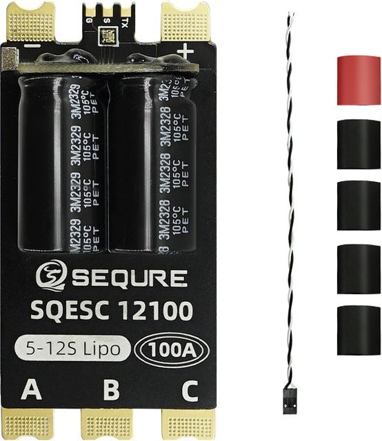 SEQURE 12100 Bürstenloser ESC 5-12S mit 100 A und 128 KHz PWM-Frequenz in Schwarz für Multi-Rotor-Flugzeuge und Flugzeugmodelle - Bild 1