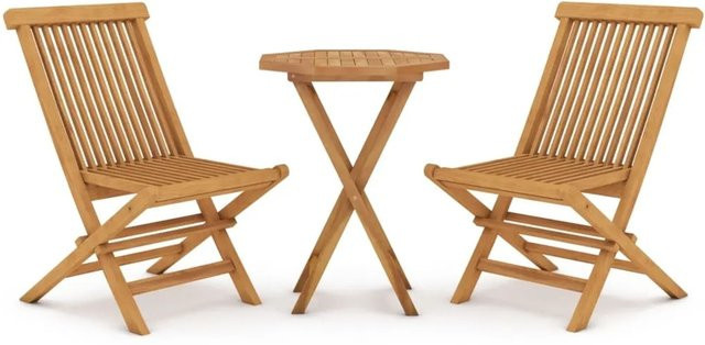 vidaXL 3-tlg Garten-Essgruppe Modell 8 aus Massivholz Teak in Braun - Bild 1