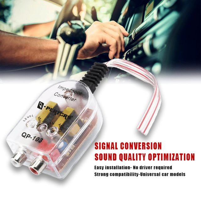Q-PERTORS Auto Stereo RCA Lautsprecher Adapter mit High-to-Low Impedanz Konverter für Subwoofer und Line-Out Steuerung - Bild 1