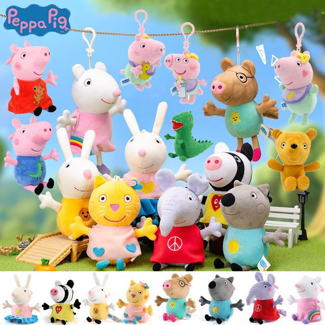 E-STRONG Peppa Pig Peppa George Evie Plüschtier, 12–19 cm - Bild 1