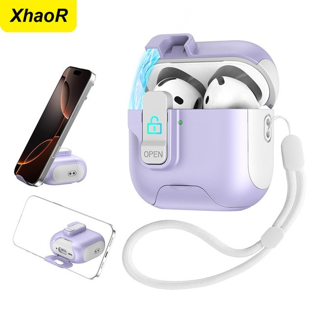 Magnetische Schutzhülle für Apple AirPods 4 ANC und AirPods Pro 2 mit Umhängeband und Ganzkörperschutz - Bild 1