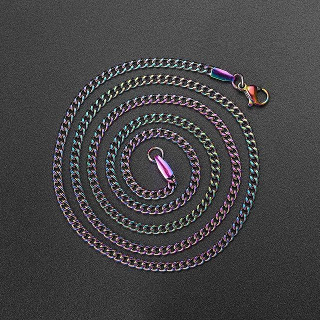 YULIN Halskette Regenbogen Cuban Link, 60cm, Unisex - Bild 1