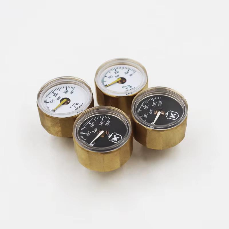 Mini-Luftdruckmessgerät aus Kupfer mit M10*1 G1/8 Zoll Anschluss, 350bar, Manometer mit Schwarz-Weiß-Zifferblatt und 28 mm Durchmesser - Bild 2