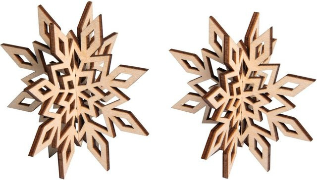 Rayher 3D Holz-Anhänger Schneeflocken in Beige aus Sperrholz für Weihnachten - Bild 1