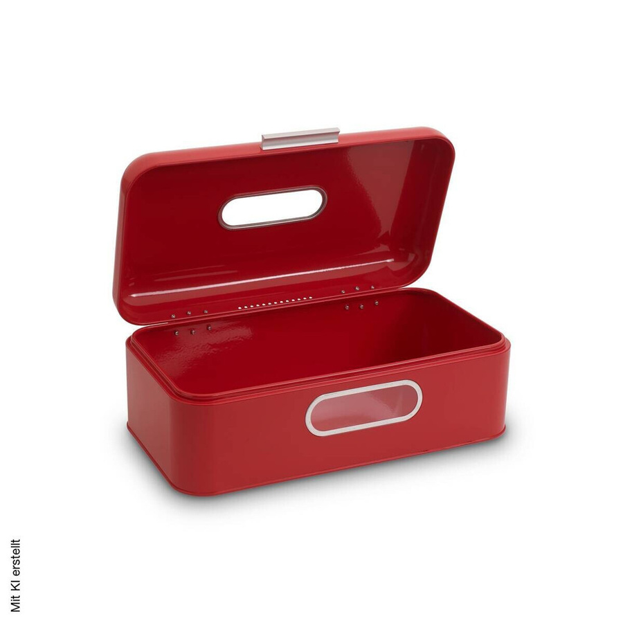 ECHTWERK Brotkasten Retro aus Metall in Rot, Belüftet, B/T/H: 24,0 x 43,0 x 17,0 cm - Bild 4