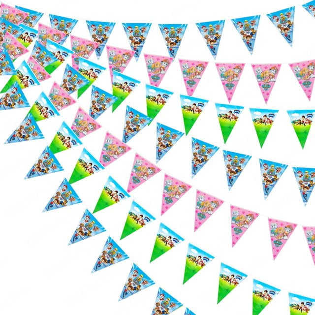 Paw Patrol Party Girlande aus Papier als Bunting Wimpel für Kindergeburtstage und Garten Dekoration in Mehrfarbig - Bild 1