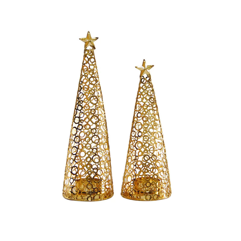 Goldener Kerzenhalter im europäischen Stil für Tealight als Weihnachtsdekoration aus Metall - Bild 3