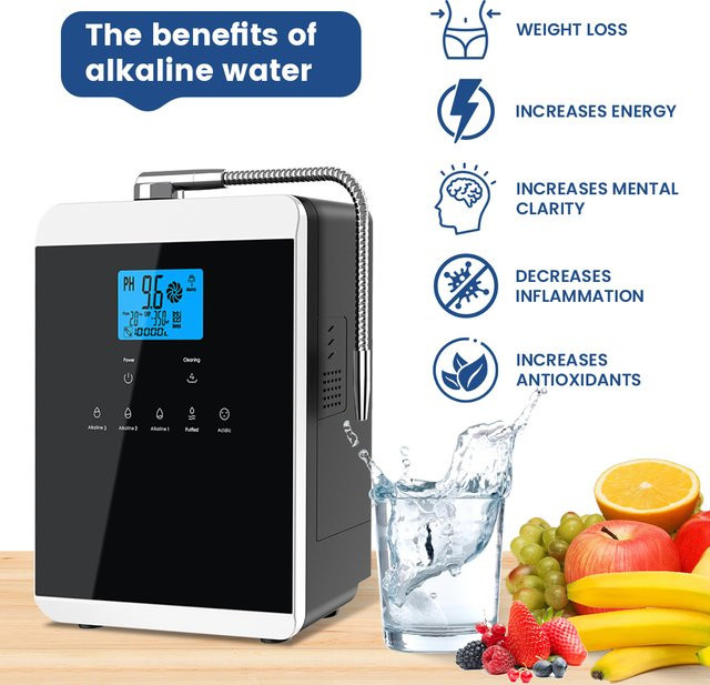 CAWOLO Alkalischer Wasserionisator für den Haushalt mit 11 Platinbeschichteten Platten, pH-Wert 4,5 bis 10,5, Farbe Weiß - Bild 1