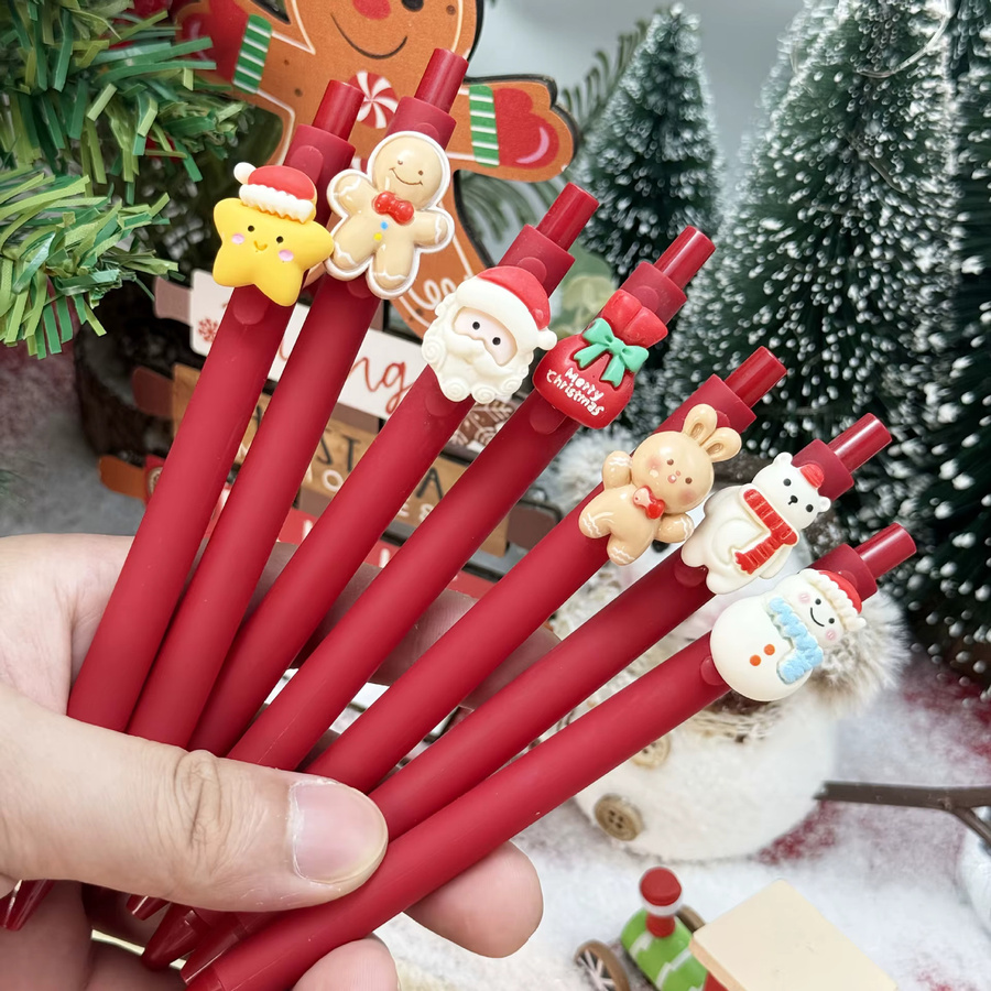 Weihnachts-Gelstifte in Rot mit Cartoon-Design für Studenten und Büro - Bild 4