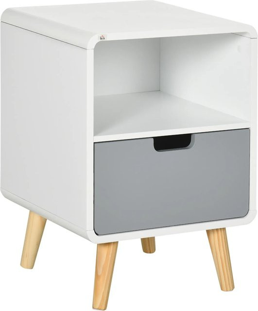 HOMCOM Nachttisch in Weiß mit Schublade und offenem Fach, modern, B/T/H: 40 x 38 x 58 cm - Bild 1