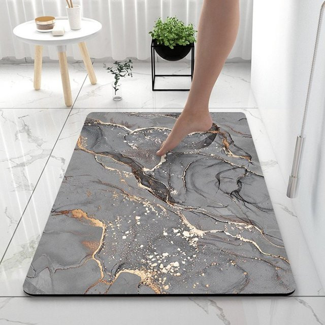 Rutschfeste Badezimmermatte aus Memory-Schaum und Mikrofaser von Chocolate Home in Grau, B/T: 60 x 40 cm - Bild 1