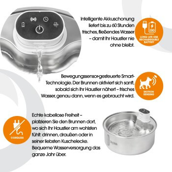 Dog Mate Kabelloser Edelstahl-Trinkbrunnen für Haustiere in Silber, 8 Liter - Bild 2