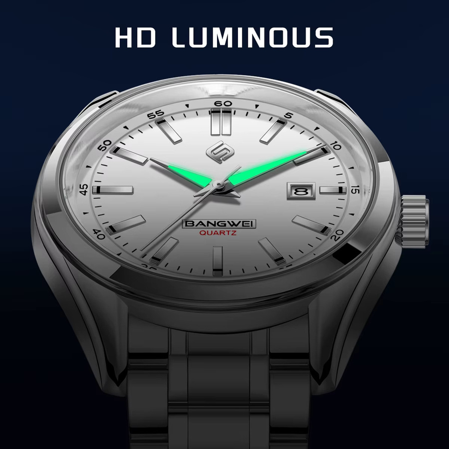 BANGWEI Armbanduhr, Quarz, Edelstahl, Silber, Herren - Bild 6
