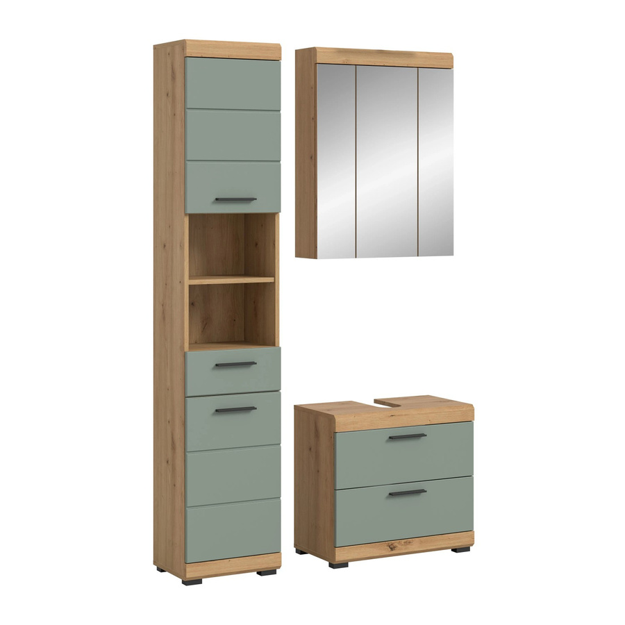 3-teilige Badkombination xonox.home Scout in Eiche Artisan Nachbildung und Salbei, modern, FSC-zertifiziert, B/H/T: 112 x 191 x 34 cm - Bild 2