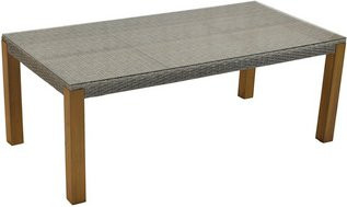 Merxx Gartentisch rechteckig aus Akazienholz, Aluminium und Kunststoffgeflecht in Beige, B/T/H: 200 x 100 x 74 cm - Bild 1