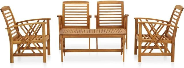 vidaXL 5-tlg Garten-Lounge-Set Modell 4 aus Akazien-Massivholz in Braun mit Vintage-Look - Bild 1