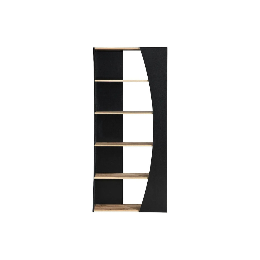 Bücherregal Jilora von Vente-unique in Schwarz und Naturfarben Hell, Breite: 80 cm, Höhe: 180 cm, Tiefe: 31,5 cm - Bild 2