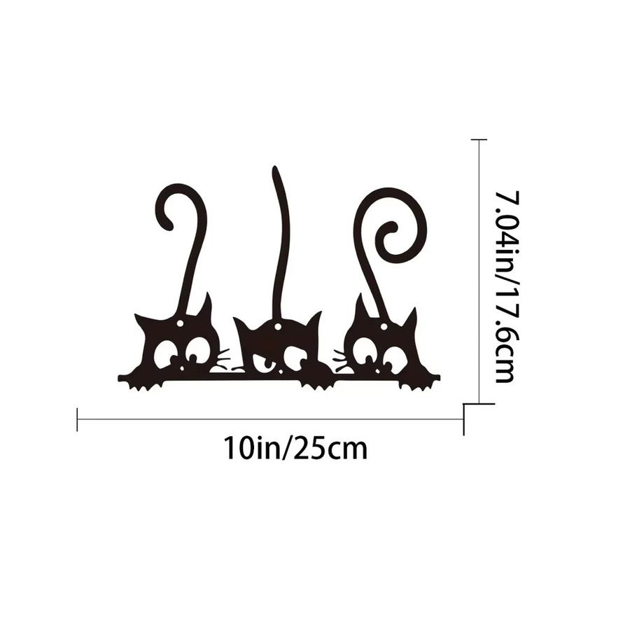 Cifbuy Wandkunst Katze aus Metall in Schwarz als moderne Wanddekoration für Wohnzimmer und Schlafzimmer - Bild 2