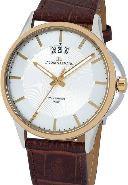 Jacques Lemans Herrenuhr, Quarz, Edelstahl, Leder, 42 mm, 10 ATM - Bild 1