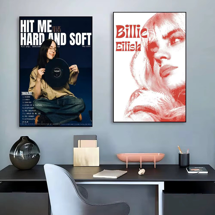 Billie Eilish Film-Poster im Vintage-Stil als selbstklebender Wandaufkleber, mehrfarbig, B: 15,0 cm, H: 10,0 cm - Bild 3