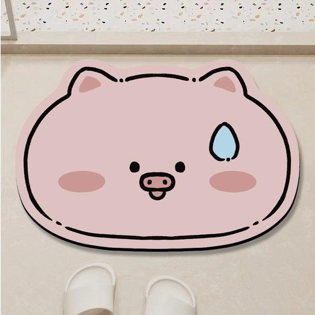 Dreiteiliges Badezimmer-WC-Set aus saugfähigem Flanell in Pink mit Tier-Motiv, B/B: 40 x 60 cm - Bild 1