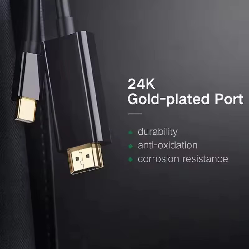Apple Mini DisplayPort zu HDMI Adapter Kabel in Schwarz für MacBook Pro, 4K Thunderbolt zu HDTV Konverter - Bild 3