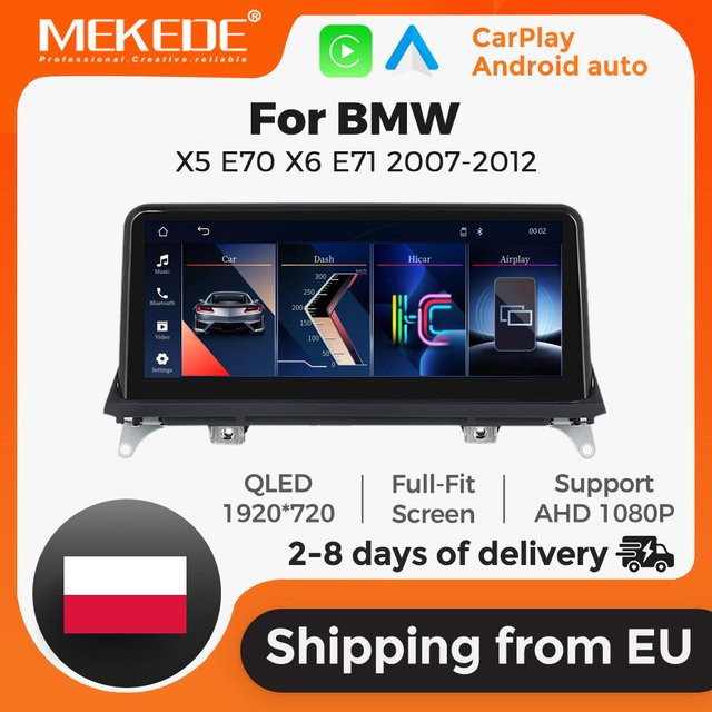 MEKEDE EU QLED Touchscreen Autoradio mit Wireless CarPlay und Android Auto für BMW X5 X6 E70 E71 CCC CIC, 10,25 Zoll, Schwarz, inklusive GPS Navigation und Bluetooth - Bild 1