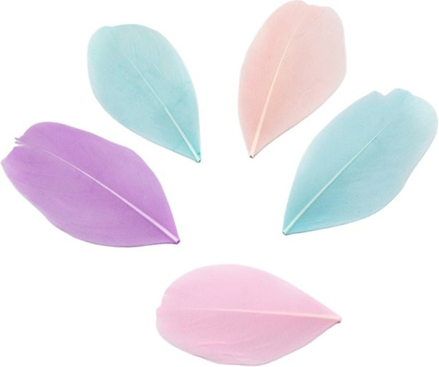 50 Stück natürliche Gänsefedern in Blau für DIY Schmuck und Bastelarbeiten, Größe: 4-8 cm - Bild 1
