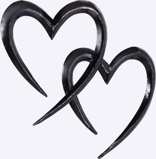 Wanddeko aus Metall mit 2 Herzen von Heine Home in Schwarz, B: 30,0 cm, H: 38,0 cm, T: 2,5 cm - Bild 1