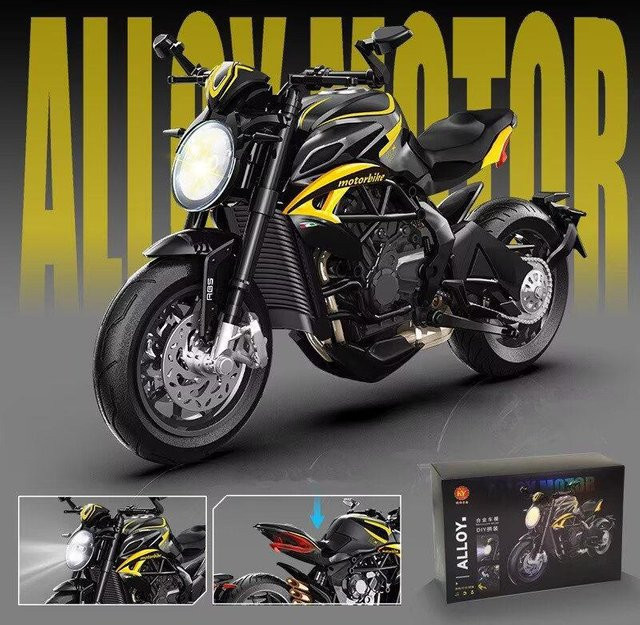 Linyi toy car Panigale V4S Corse Motorradmodell, 1:12, Metall, Schwarz - Bild 1