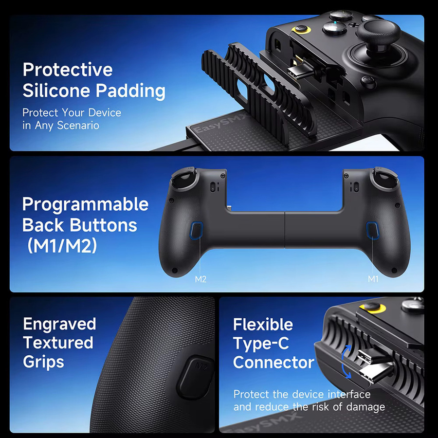 EasySMX M20 Typ-C Mobiler Controller in Schwarz für Android und iPhone, Teleskopgriff passend für Handys und Tablets bis 8,5 Zoll, ideal für Xbox Cloud Gaming - Bild 3
