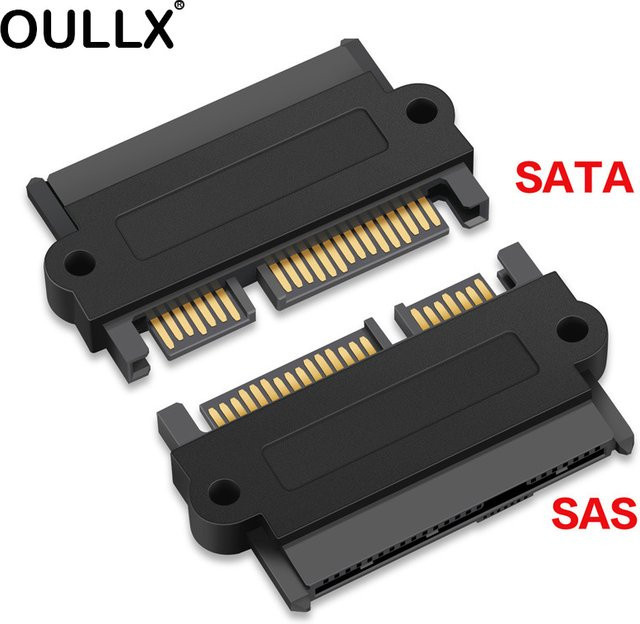OULLX SFF-8482 SAS zu SATA Konverter in Schwarz mit 180 Grad und 90 Grad rechtwinkligen Adapter für Motherboard und PC - Bild 1